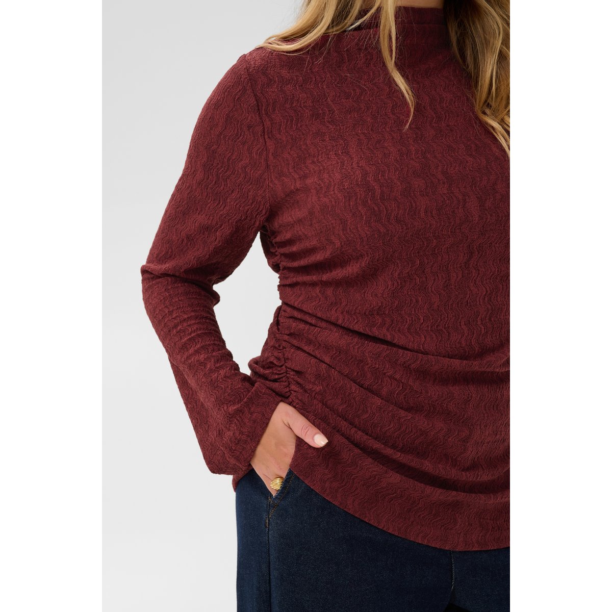 Blouse à manches longues rouge port, KAFFE CURVE