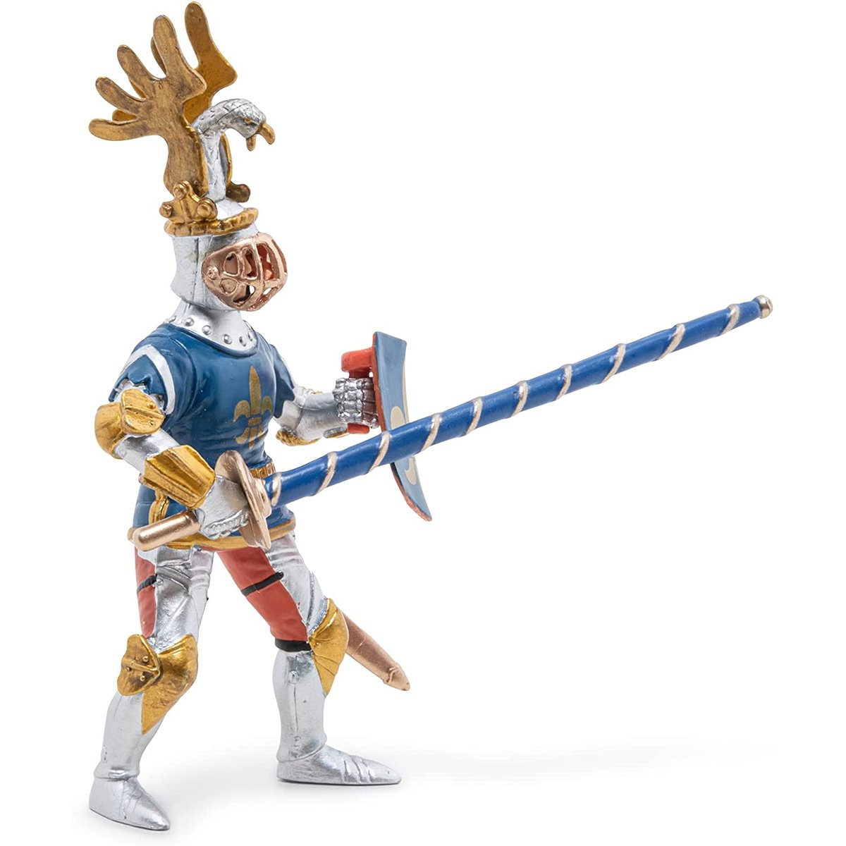 Figurine Chevalier bleu fleur de lys bleu, PAPO