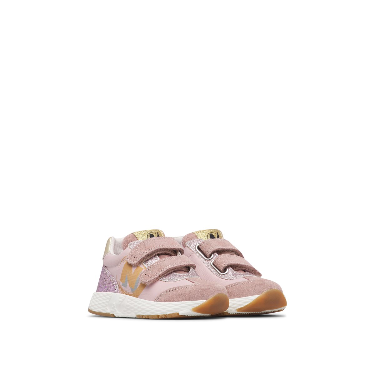 Sneakers en cuir et tissu avec des paillettes JESKO 2 VL. rose-rose poudré, NATURINO