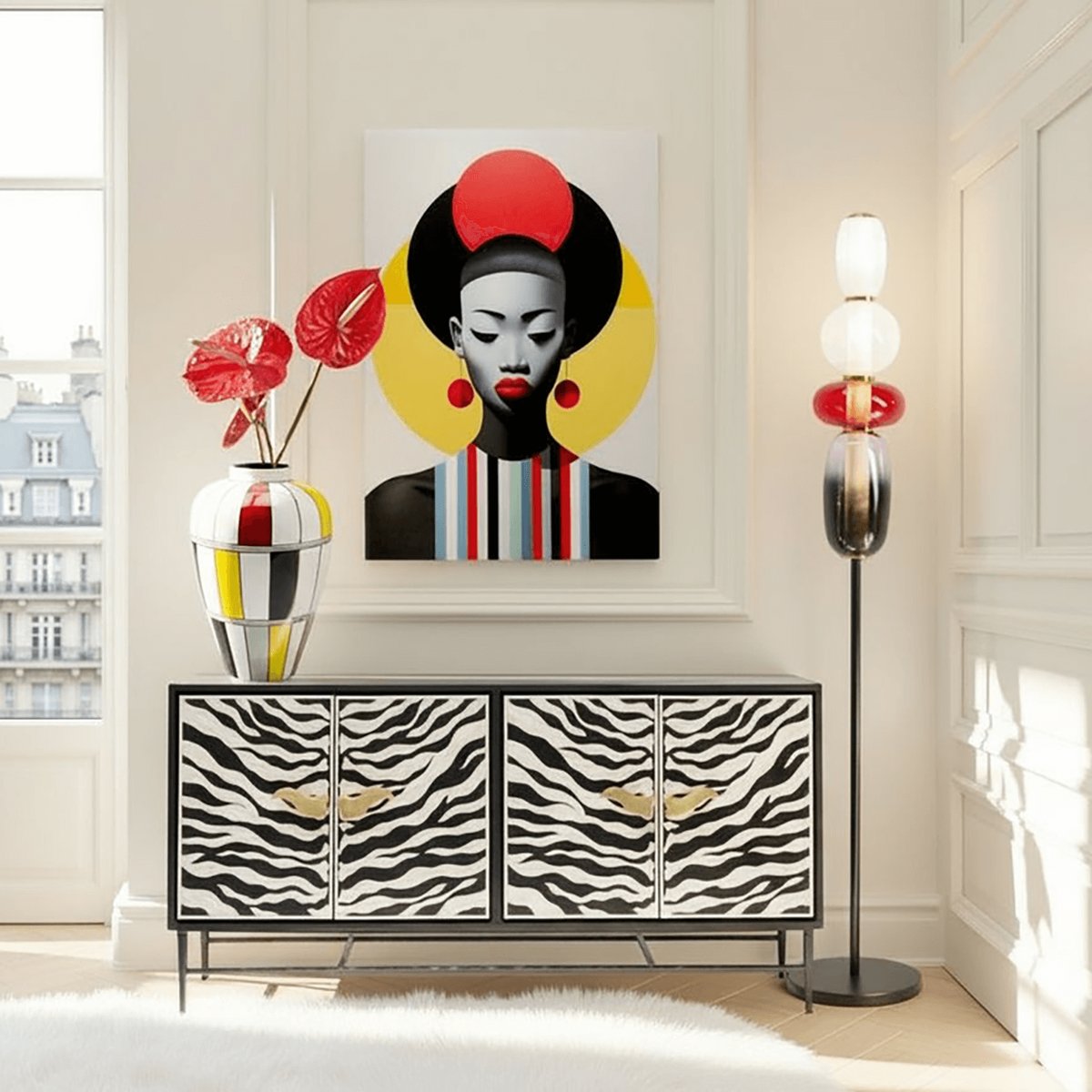 Tableau en verre femme rétro couleur unique, KARE DESIGN