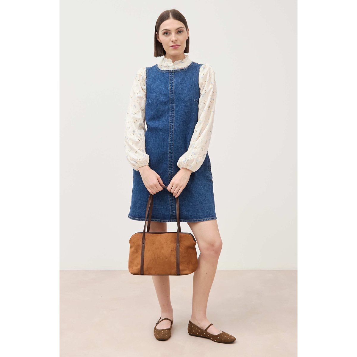 Robe sans manches col rond en jeans denim stone, BONOBO