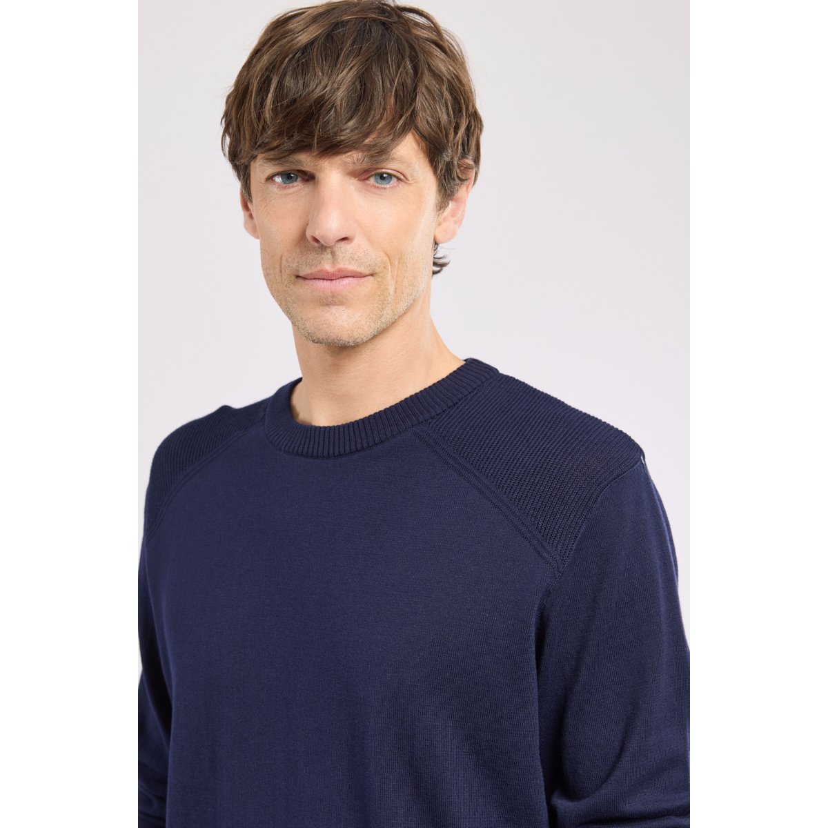 Pull Bérac - coton marine deep, GUY DE BERAC
