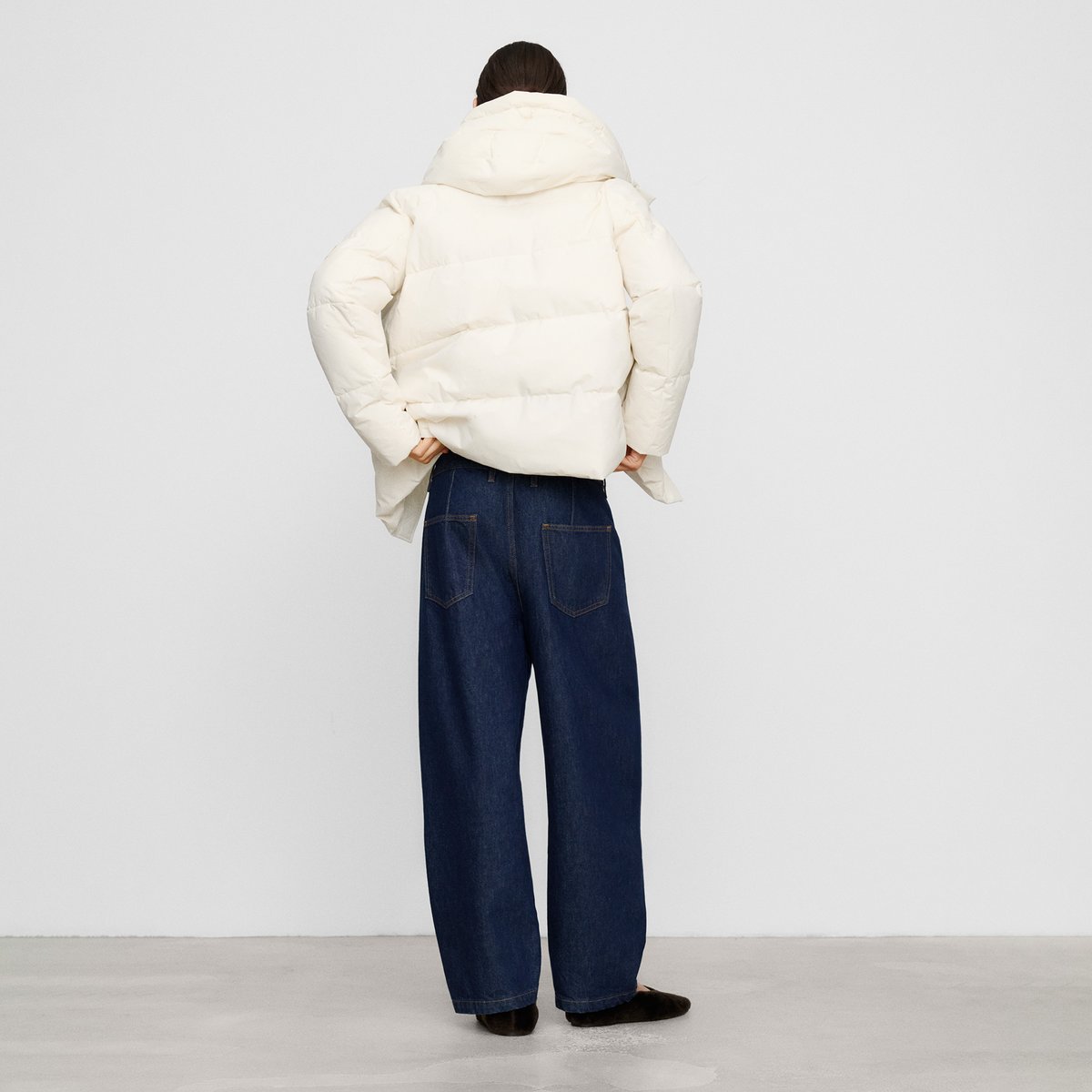 Manteau court matelassé à capuche réglable écru, ADOLFO DOMINGUEZ