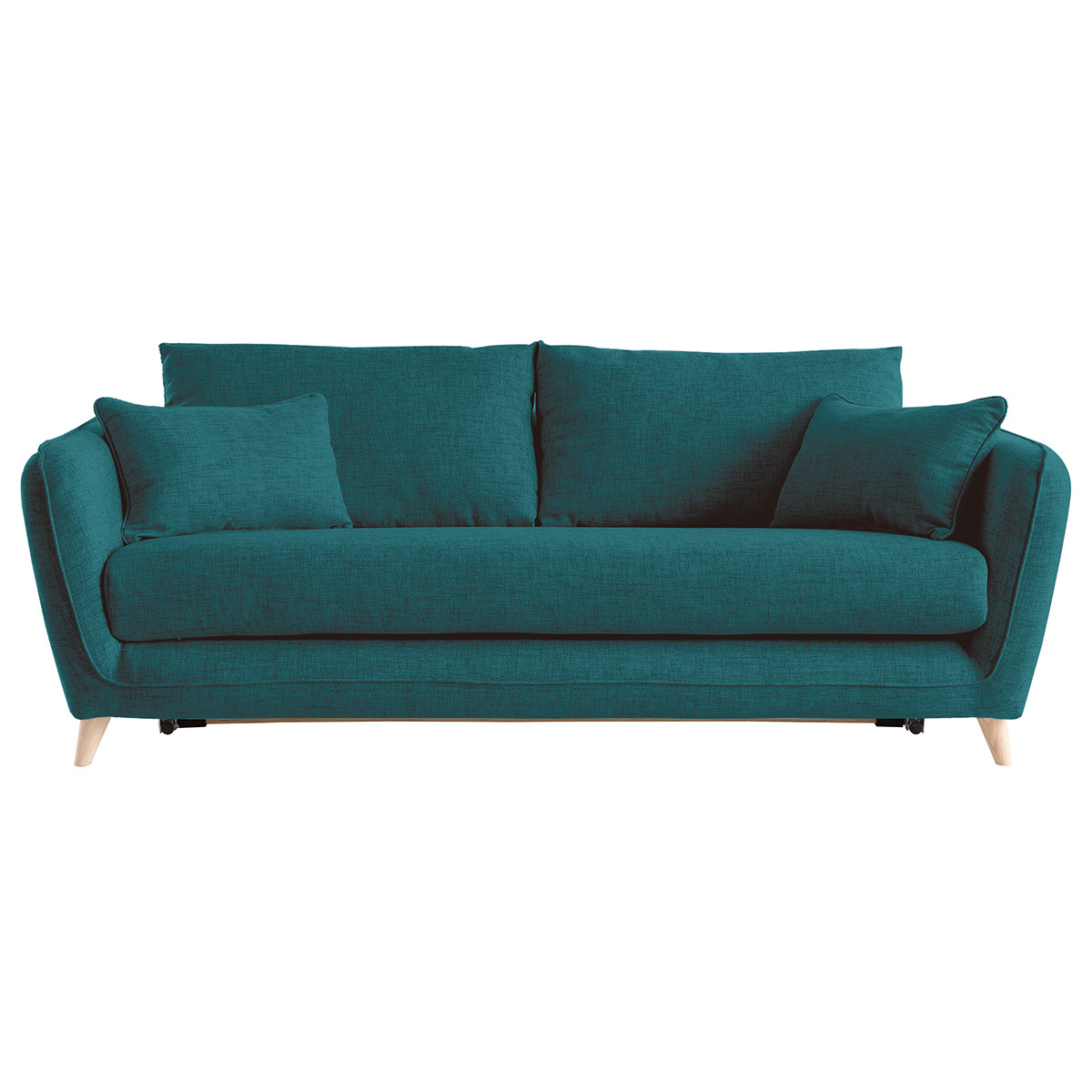 Canapé convertible scandinave 3 places avec matelas 10 cm CREEP bleu, MILIBOO