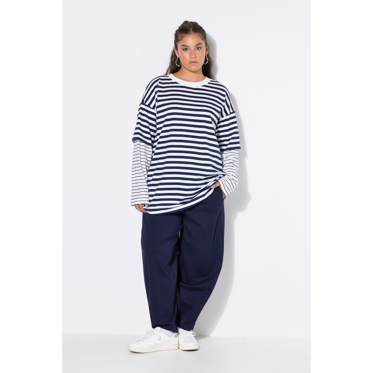 T-shirt à manches longues, coupe oversize bleu nuit, STUDIO UNTOLD