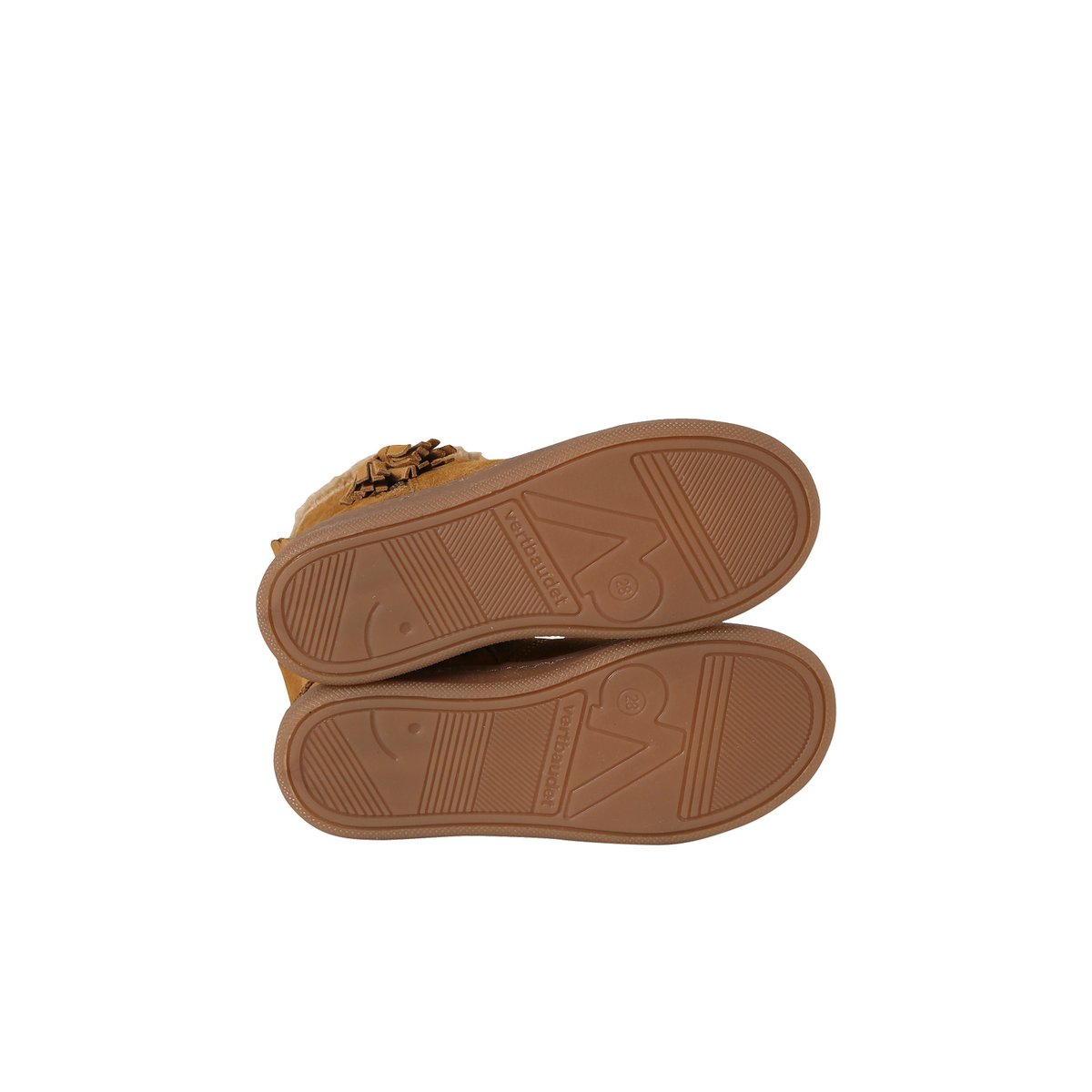Boots enfant en cuir fourrées camel, VERTBAUDET