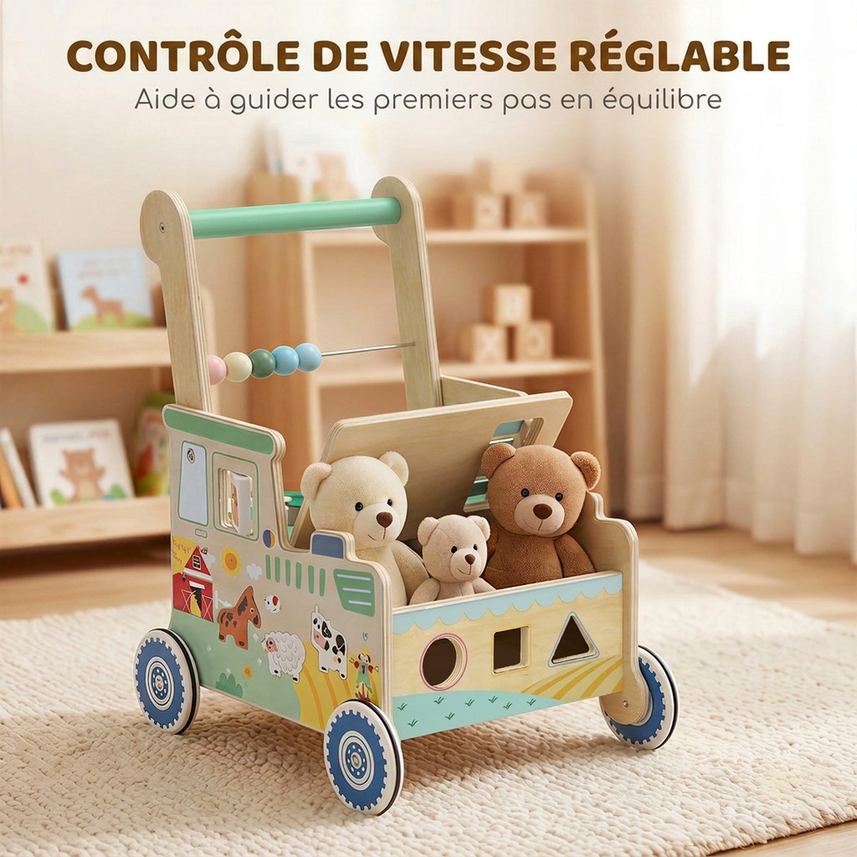 Trotteur pour bébé Panneau multicouche Vert vert, naturel, AIYAPLAY