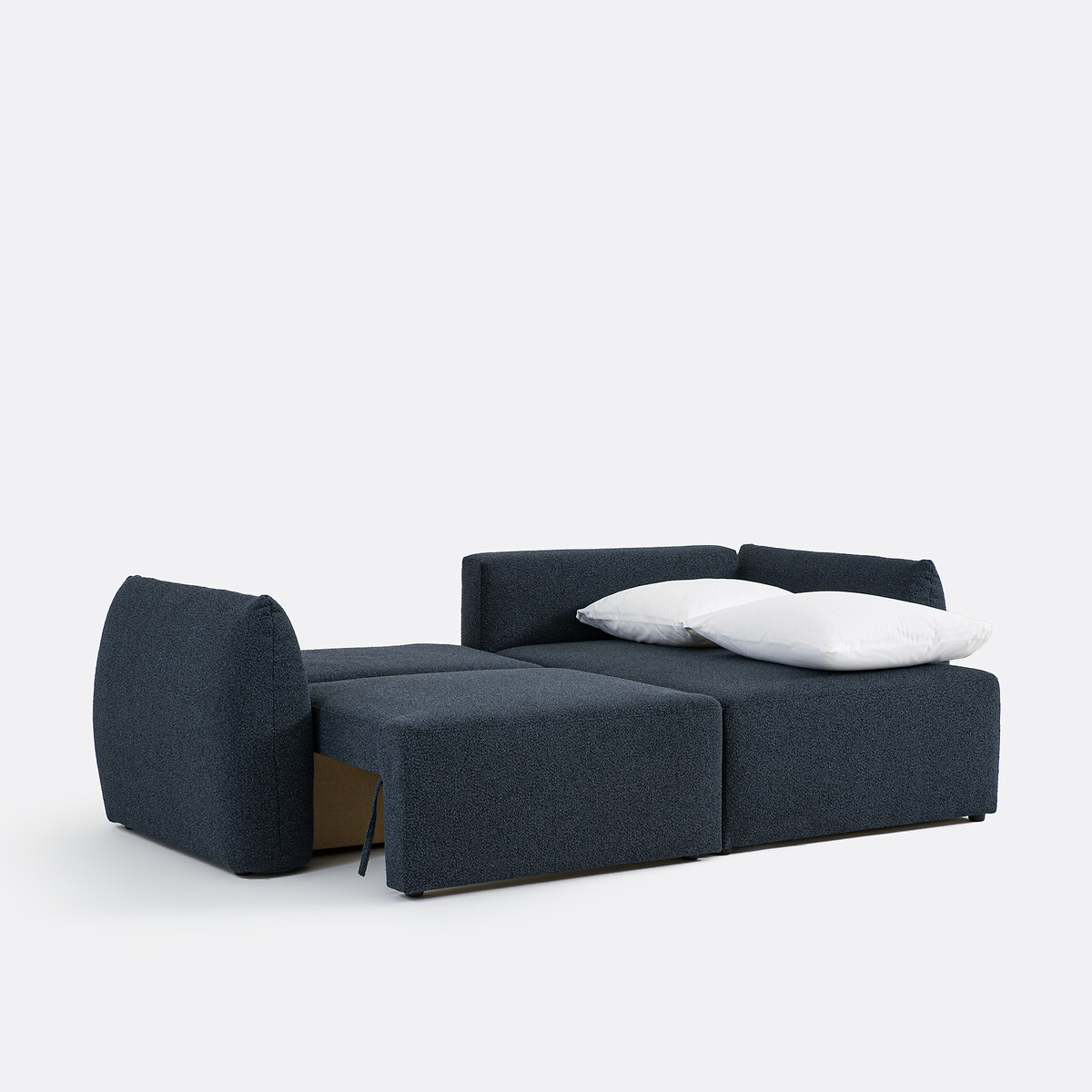 Canapé d'angle convertible avec coffre, 3 places, en bouclette fine, EDITH bleu, LA REDOUTE INTERIEURS