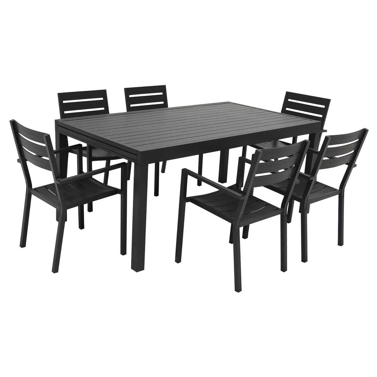 Salon de jardin, extensible, 10 pl, VENEZIA gris anthracite, HAPPY GARDEN