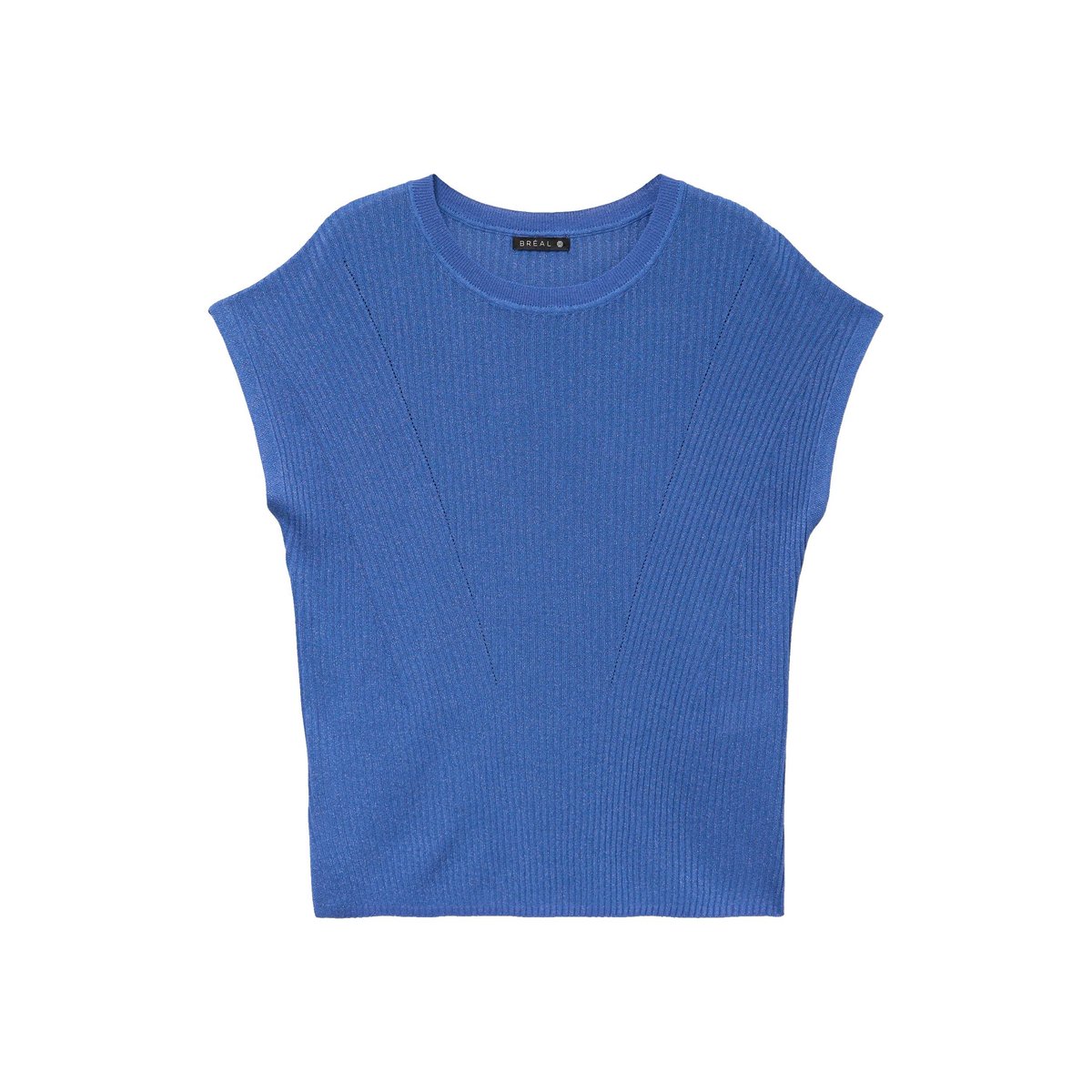Pull col rond manches courtes bleu roi, BREAL