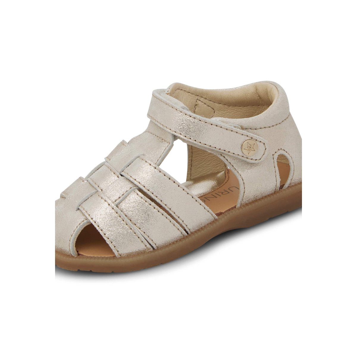 Sandales semi-ouvertes en cuir metallisé ZAFFIRO platine, NATURINO