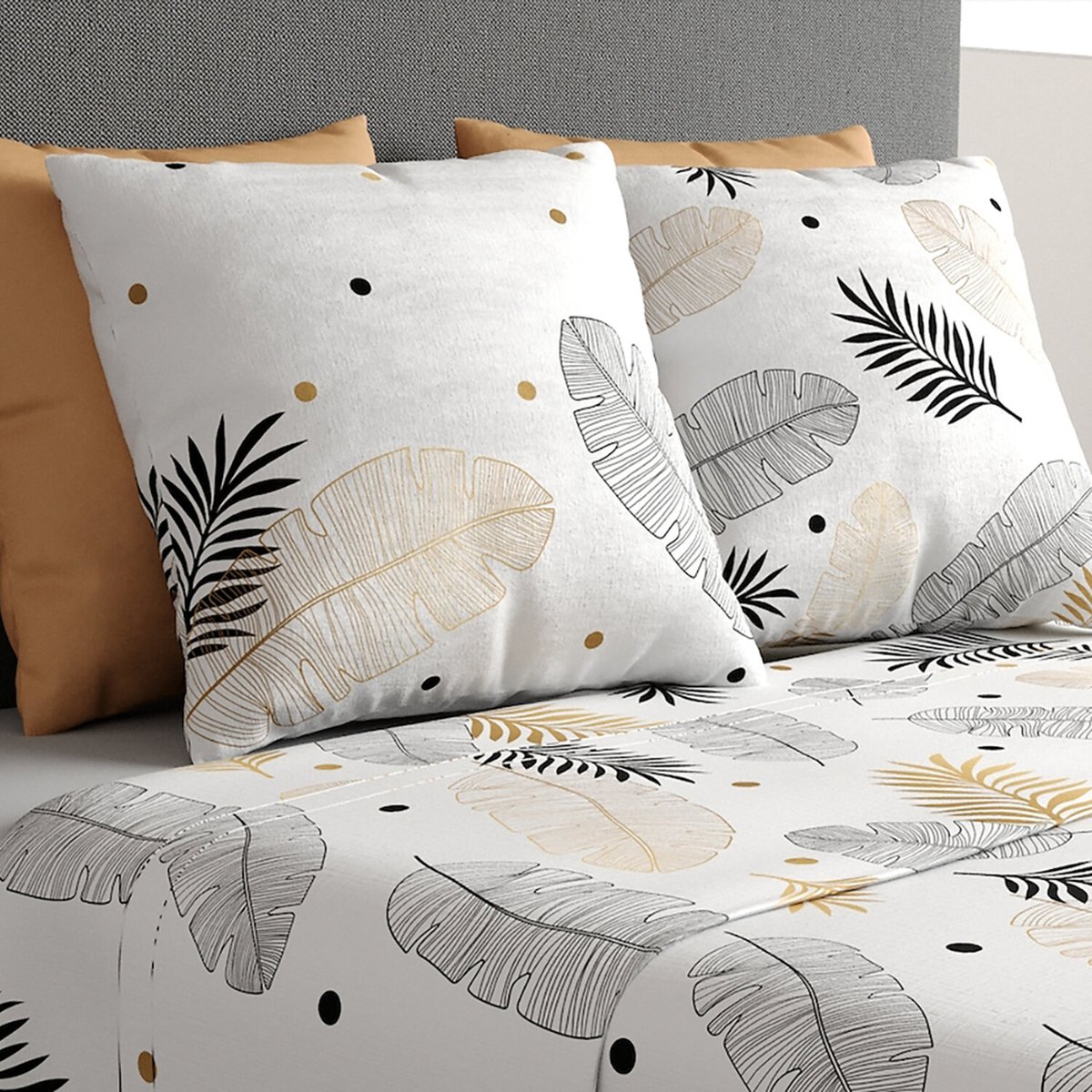Parure de draps plat coton, Envole gris, ATELIER DU COTON