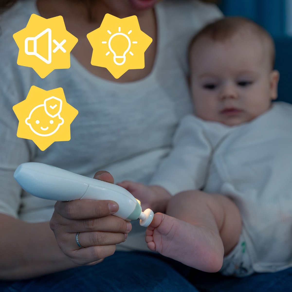 Lime à ongles électrique sécurisée pour bébé vert, BADABULLE