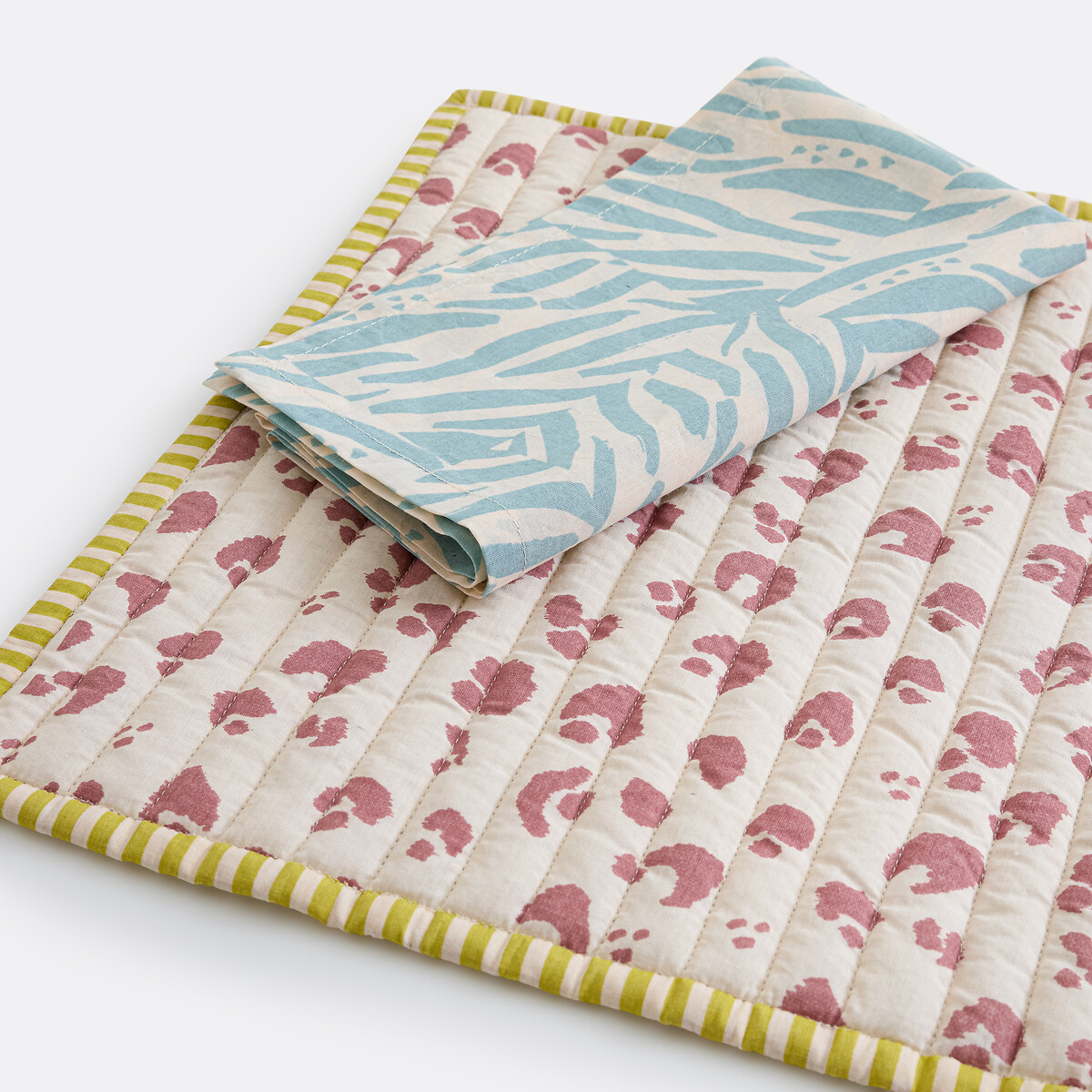 Lot de 2 sets de table réversibles, en voile de coton, LEAN imprimé, LA REDOUTE INTERIEURS