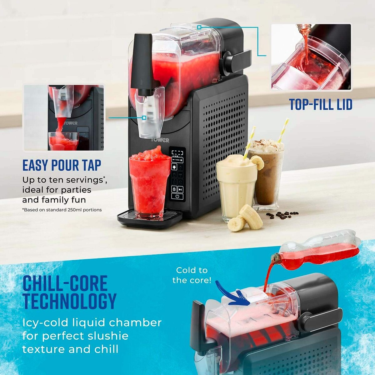 2.6L Frozen Drink Slushi Maker Black black, TOWER