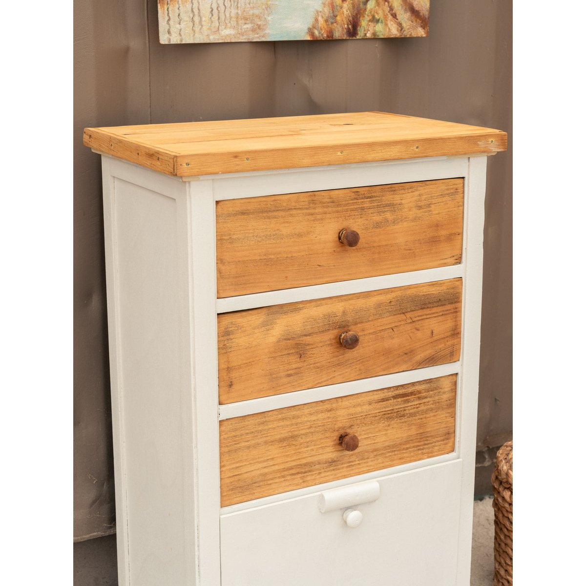 Meuble d'appoint en bois blanc Gilbert N°1916 - Bon état bois clair, DEBONGOUT