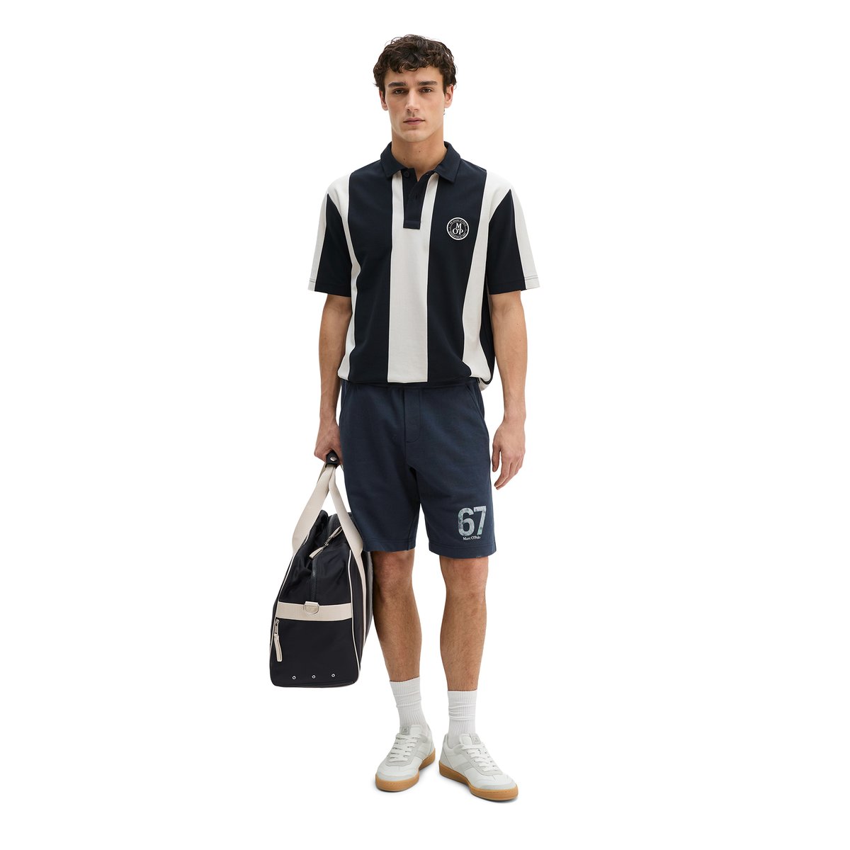 MOP Club '67 Football Tricot Polo, maillot lourd, rayé en coton bio de qualité lourde bleu foncé, MARC O'POLO