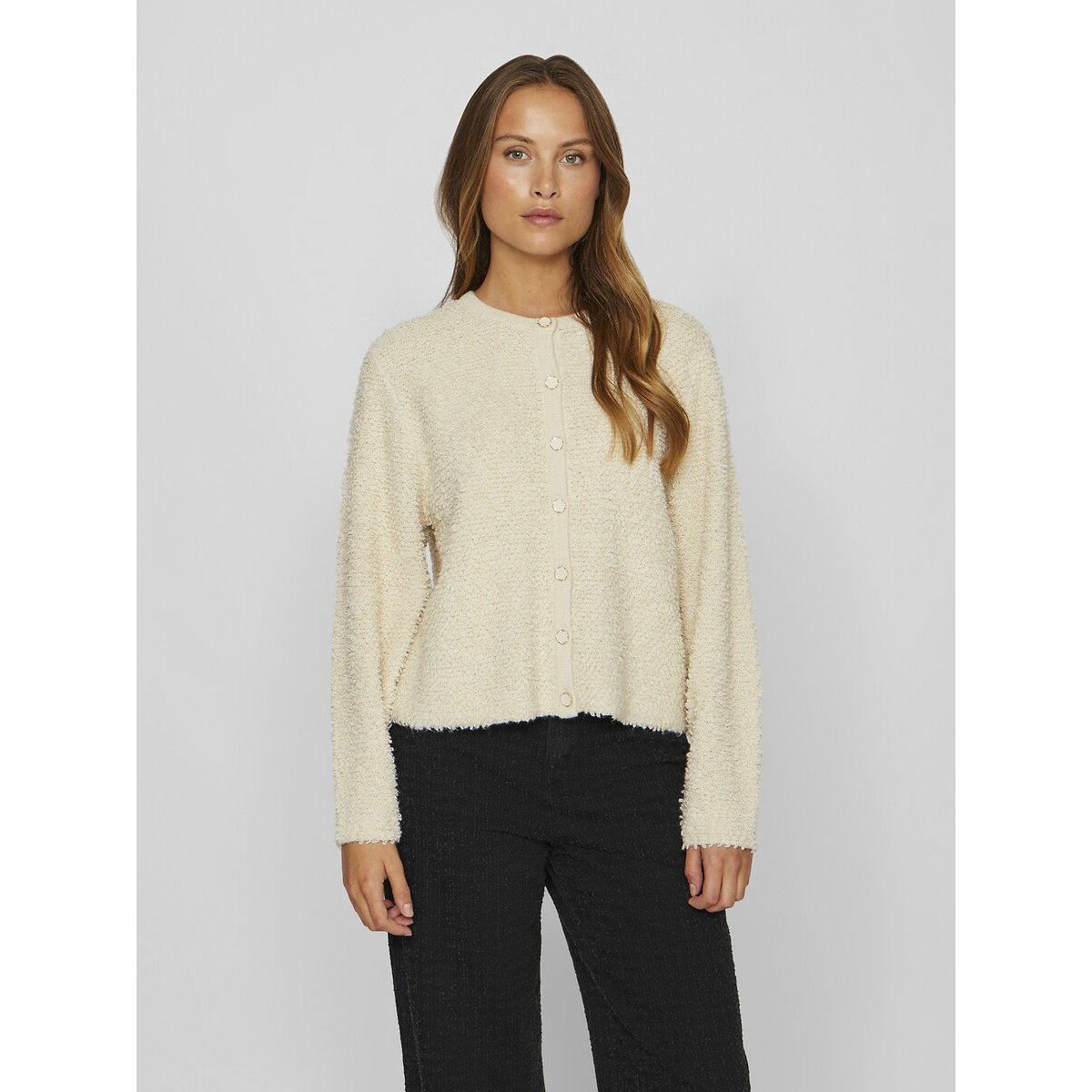 Bouclé Knit Cardigan ecru , VILA