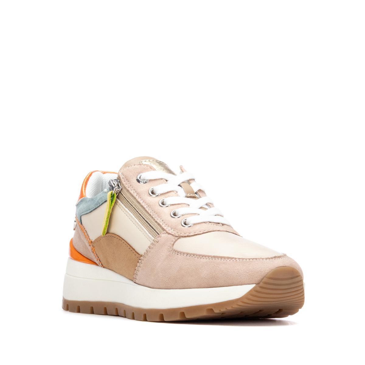 Baskets Plaine Décontractée Fermeture éclair beige, REFRESH