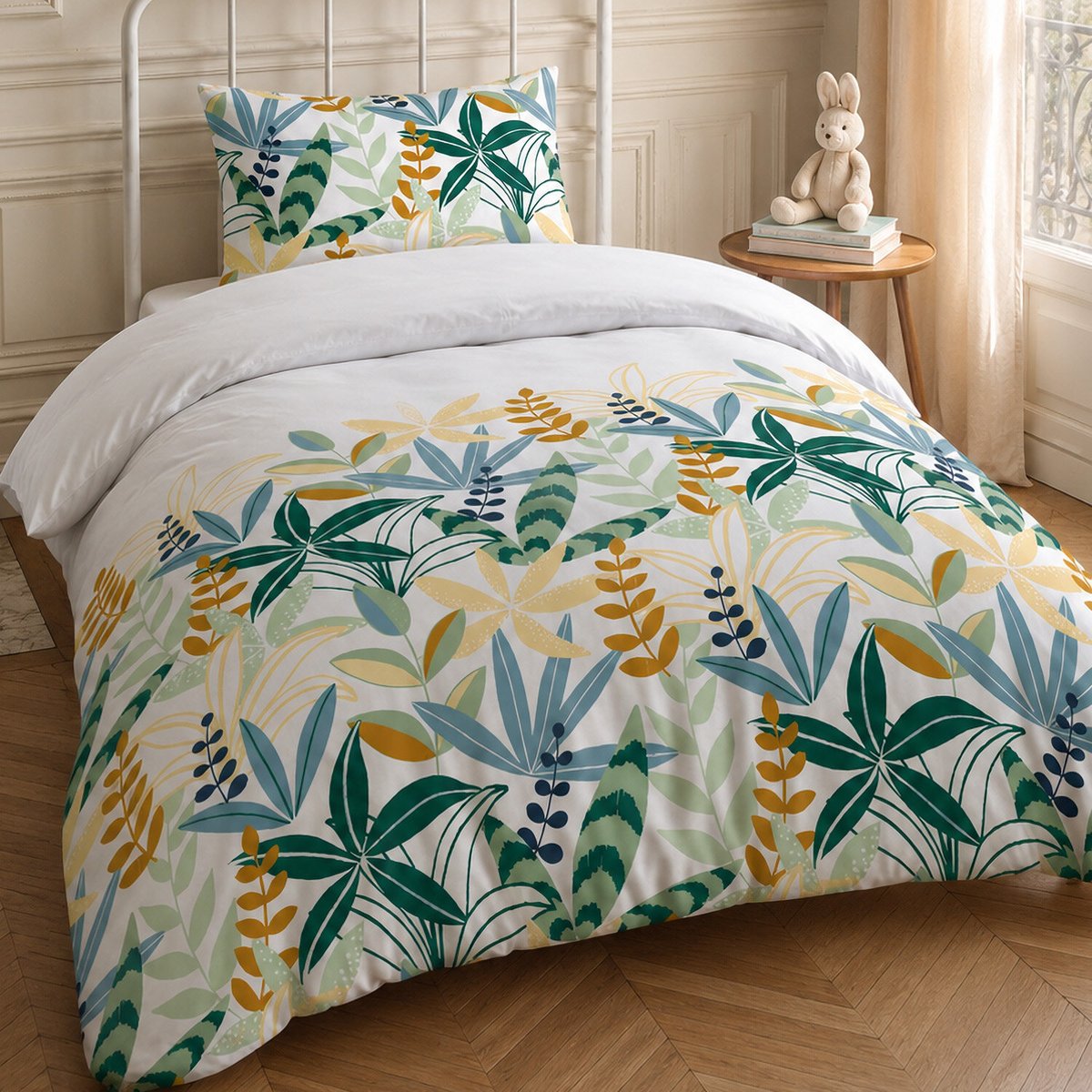Parure housse de couette en coton feuillage, GOYAVE multicolore, C DESIGN HOME TEXTILE