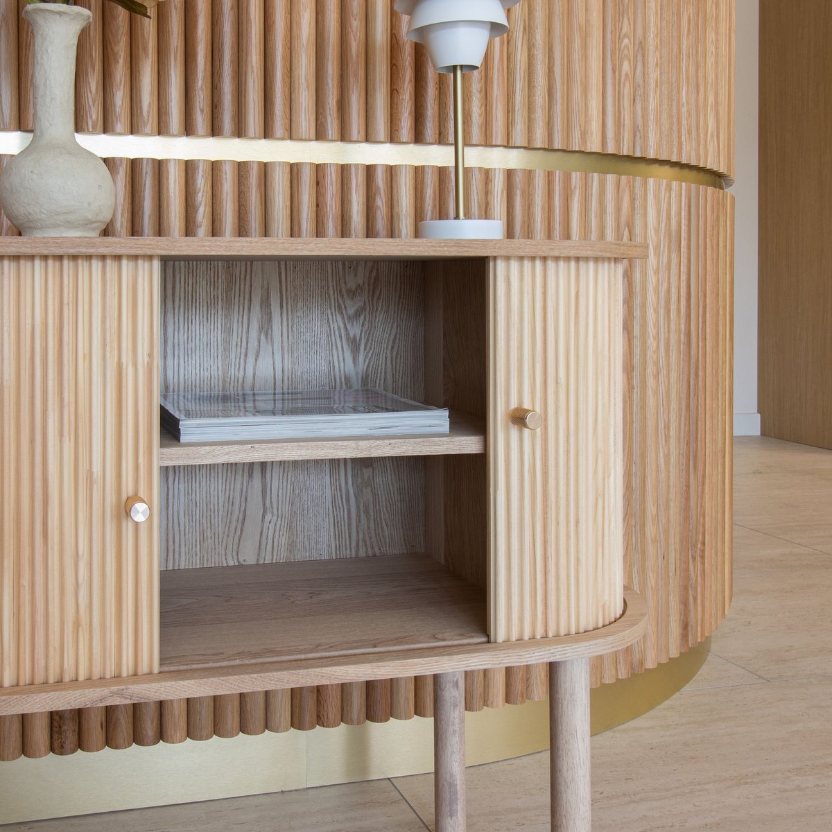 Bahut en bois clair avec portes coulissantes, HECTOR naturel, NOW'S HOME
