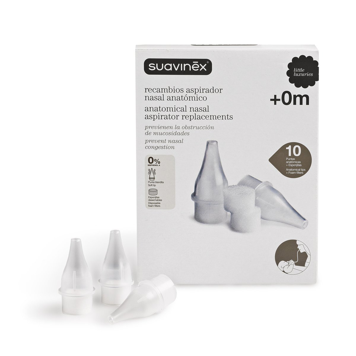 Embouts de rechange pour mouche-bébé ergonomique blanc, SUAVINEX