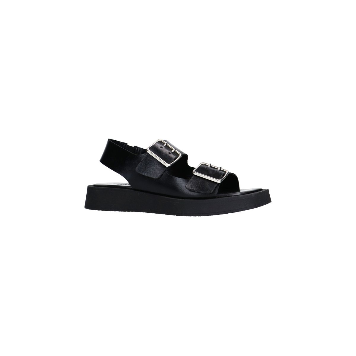Sandales plateforme en cuir avec boucles noir, SACHA