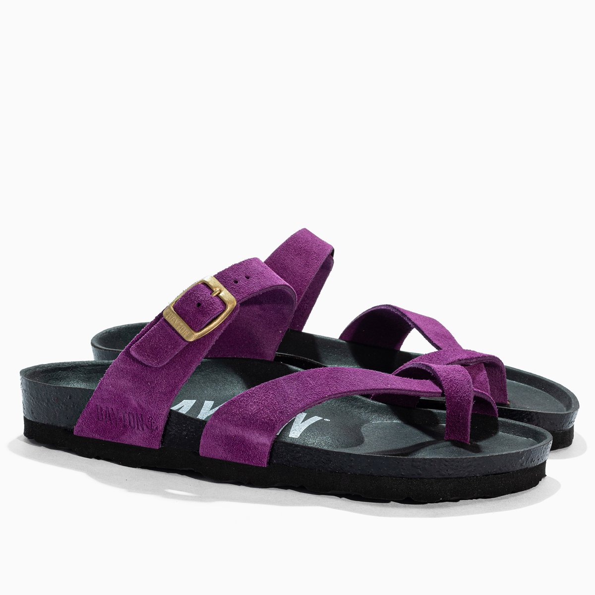 Tongs en cuir suedé DIANE violet, BAYTON