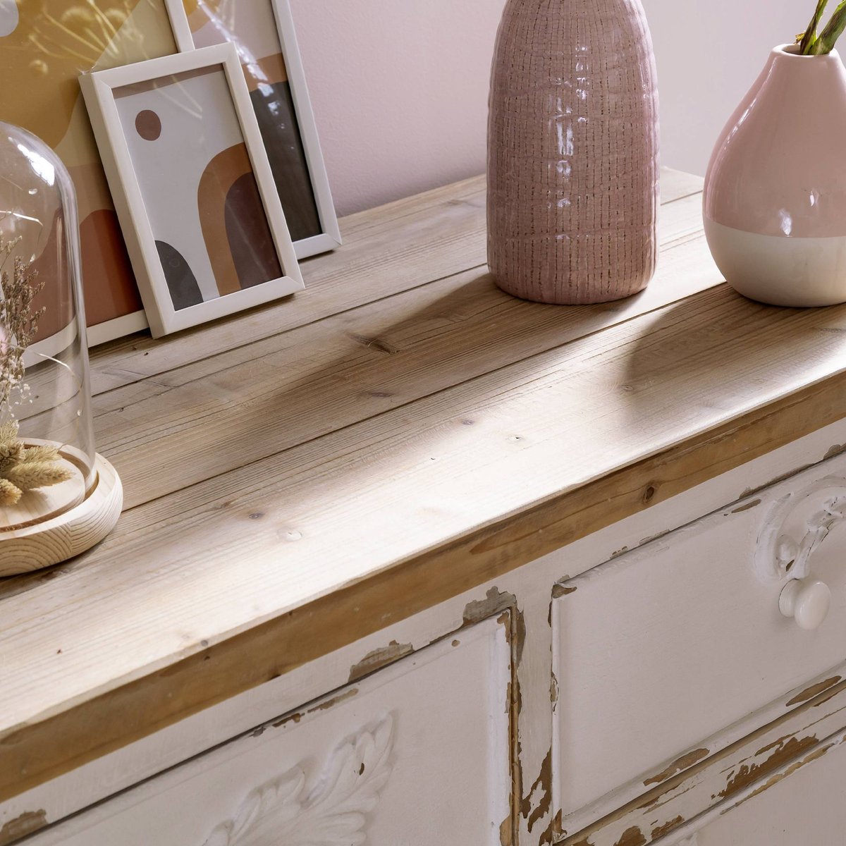 Buffet en bois de pin BASTILLE blanc, MADE IN MEUBLES