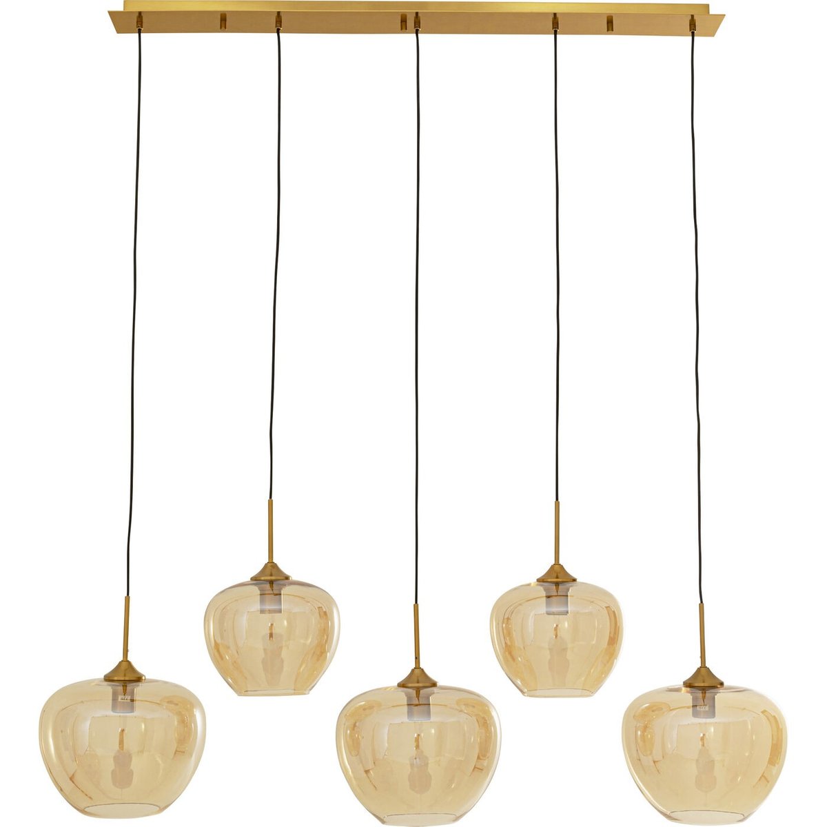 Suspension en verre et acier 5 abat-jours, SPHERE or, KARE DESIGN