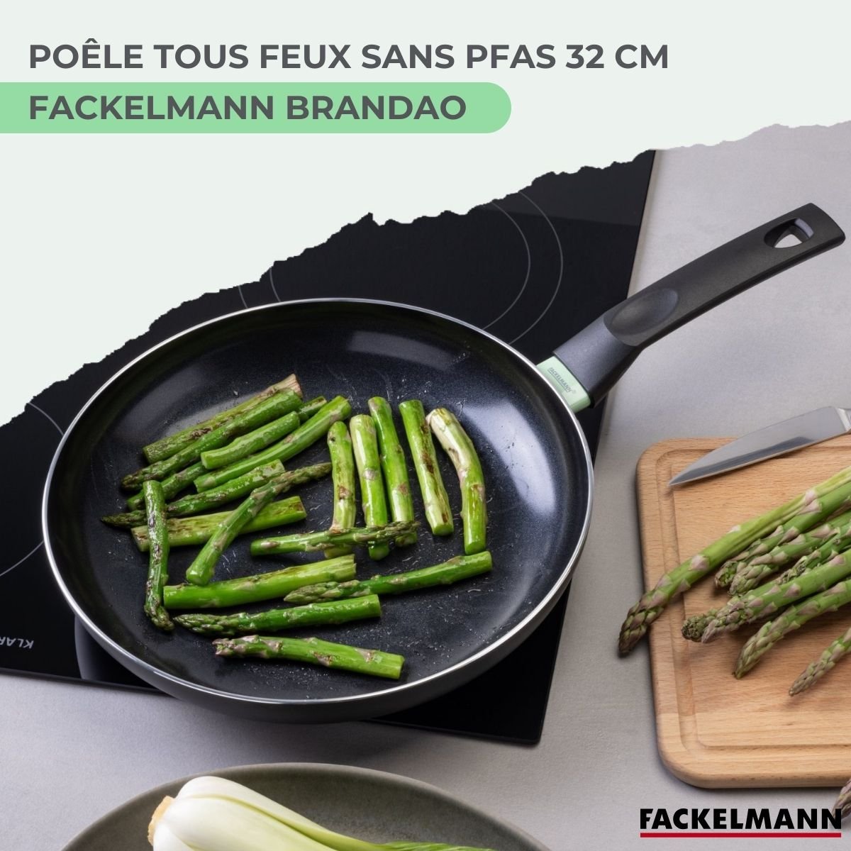 Poêle 30 cm aluminium revêtement céramique antiadhésif BRANDAO vert,noir, FACKELMANN