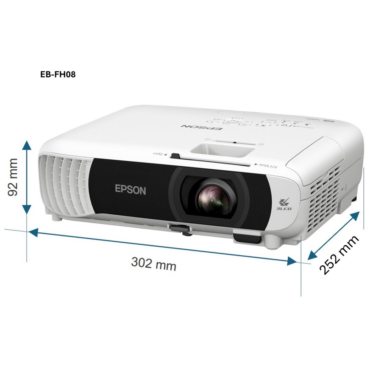 Vidéoprojecteur home cinéma EB-FH08 - Full HD 1080p - 3600 lumens - 3LCD blanc, EPSON