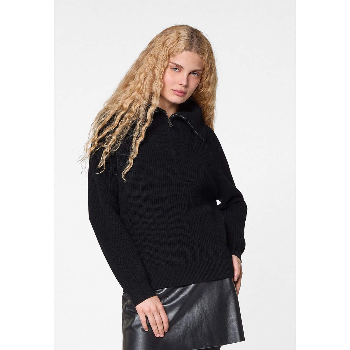 Pull col zippé noir, RODIER