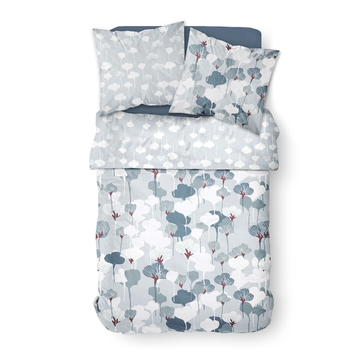 Parure de lit 2 personnes imprimé floral coton SUNSHINE FLAVI bleu, TODAY