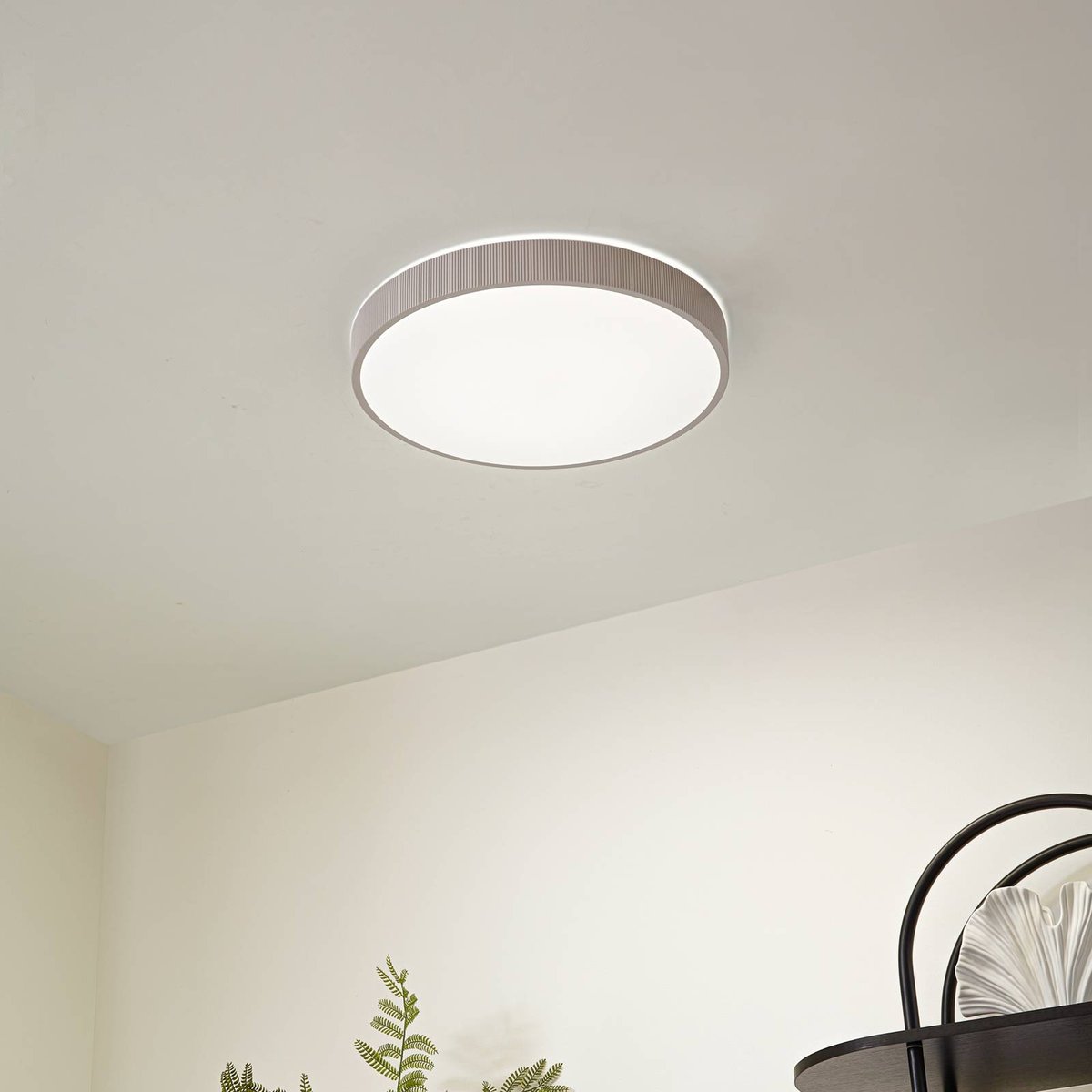 Plafonnier LED, Zylo blanc, taupe, LINDBY