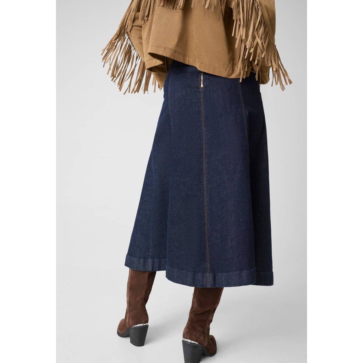 Jupe Midi En Denim bleu foncé, GUESS