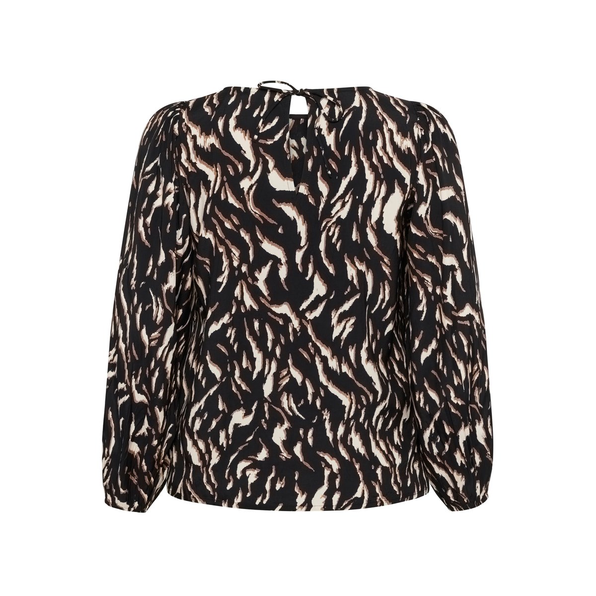 Blouse à manches longues noir/marron animalier, KAFFE CURVE