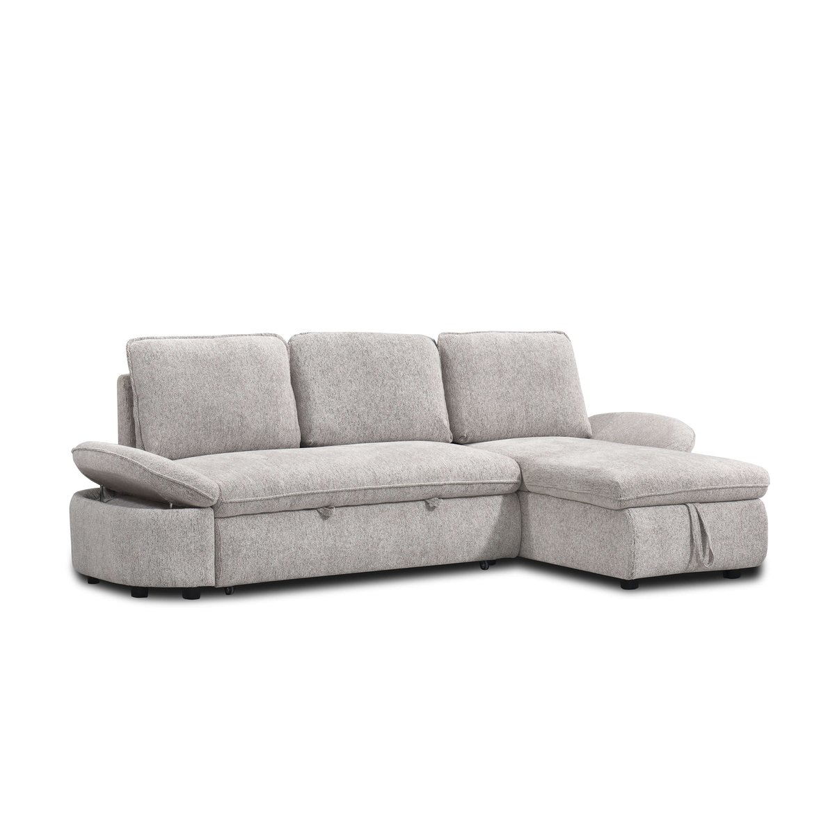 Canapé d'angle convertible tissu LORMA beige, BAÏTA