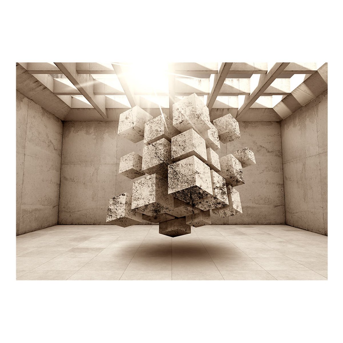 Papier peint intissé panoramique Abstractions Prison of the Space blanc, EDEN