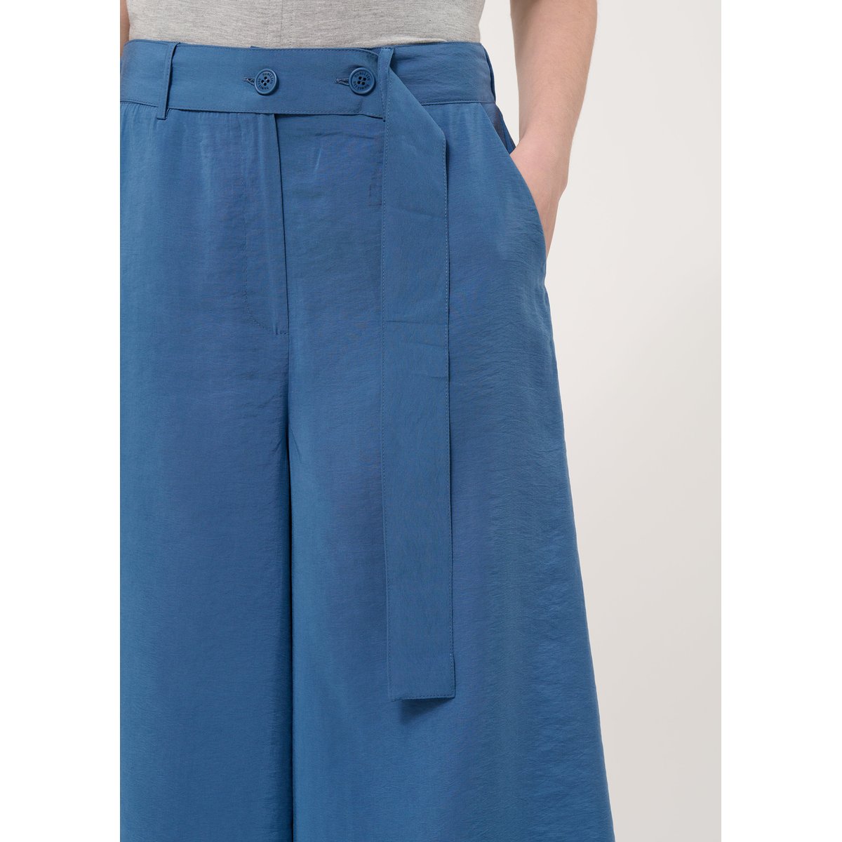 Pantalon large en modal gaufré denim, HUMILITY