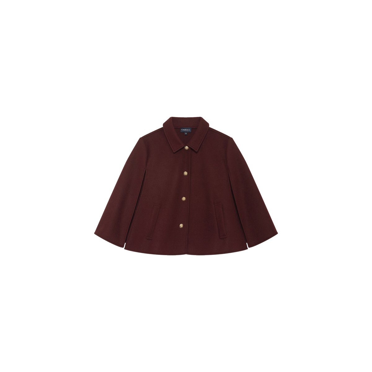 Poncho ample col chemise HACAP bordeaux, CAROLL