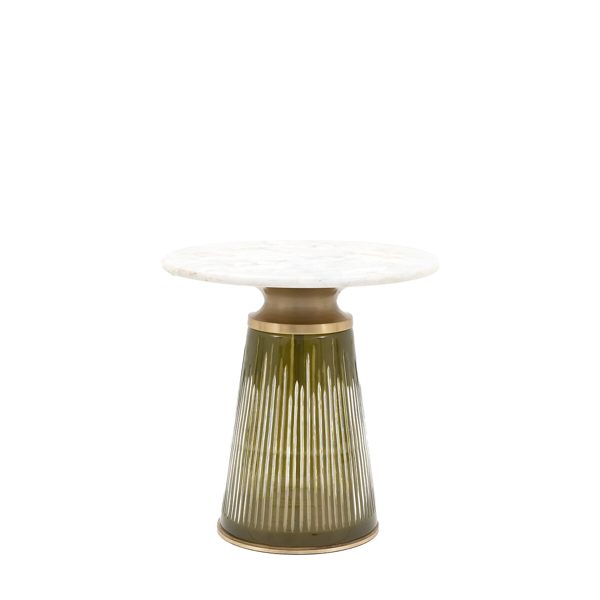Spencer Glass and Marble Pedestal Side Table olive, SO'HOME