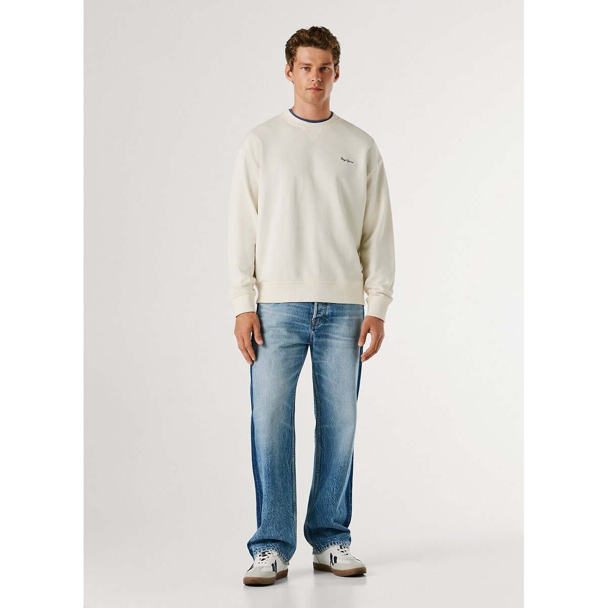 Sweat col rond GEO CREW blanc cassé, PEPE JEANS