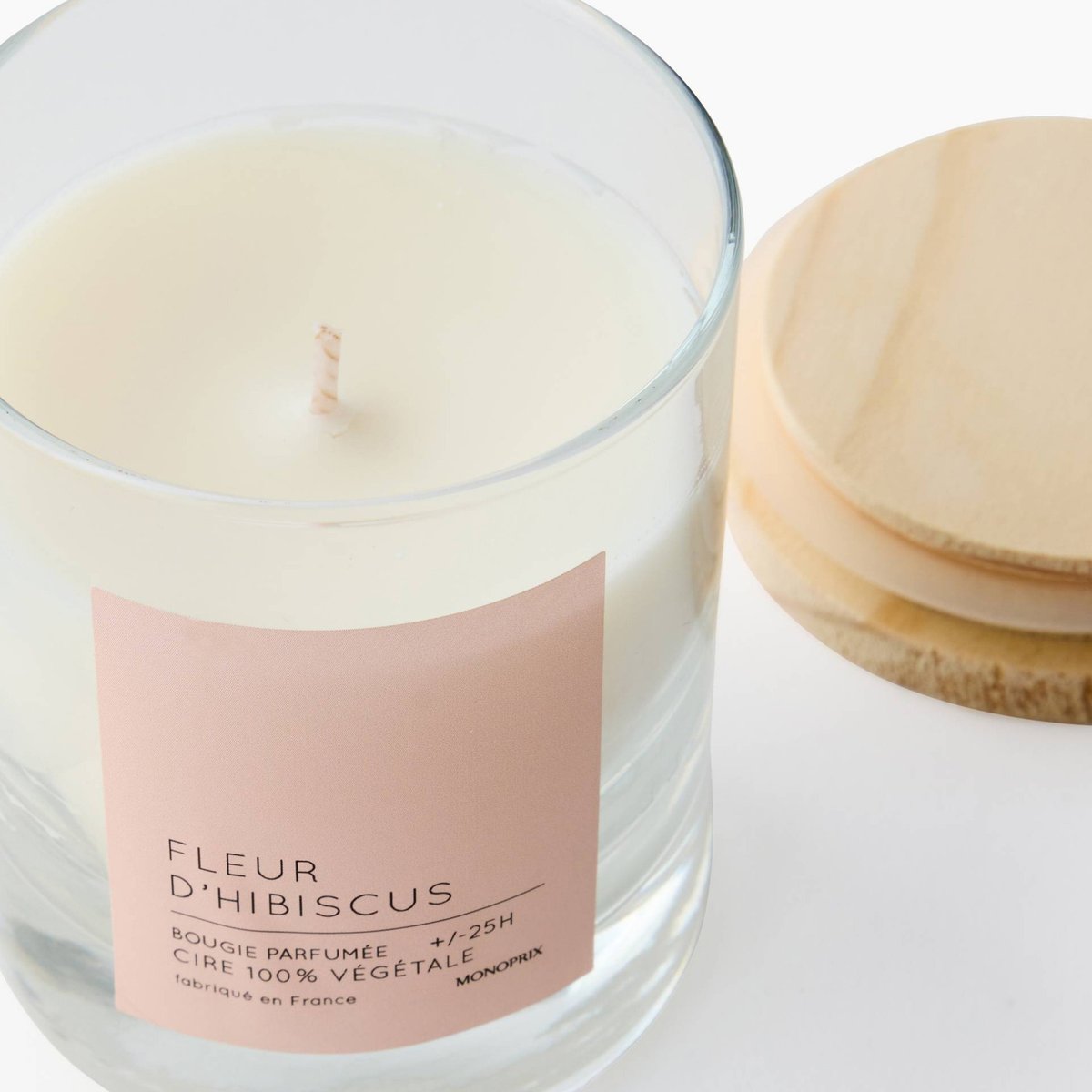 Bougie en cire végétale dans pot en verre parfumée couleur unique, MONOPRIX