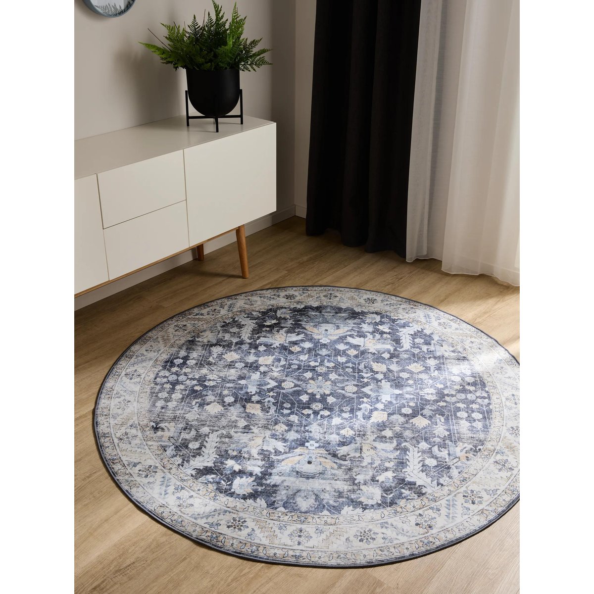 Tapis rond lavables GEORGE bleu, BENUTA