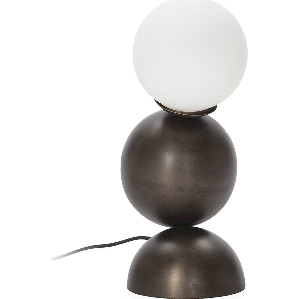 Lampe de table globe en verre et métal bronze vieilli et blanc, RECOLLECTION