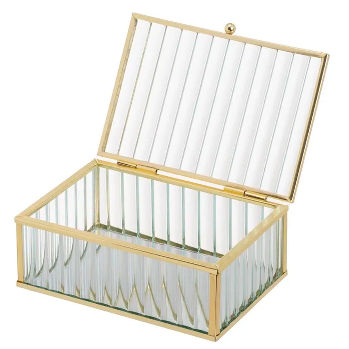 Boîte à bijoux métal doré, verre et miroir 15x11x6cm doré, WADIGA