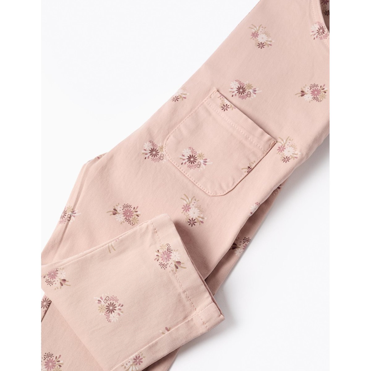 Salopette en sergé avec motif floral rose clair, ZIPPY