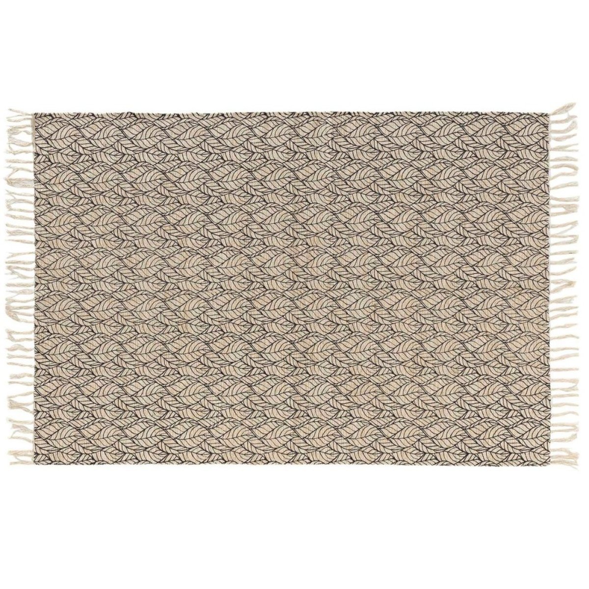 Tapis à Franges 120x170 Kalinda Noir Coton Jute noir, DECORATIE