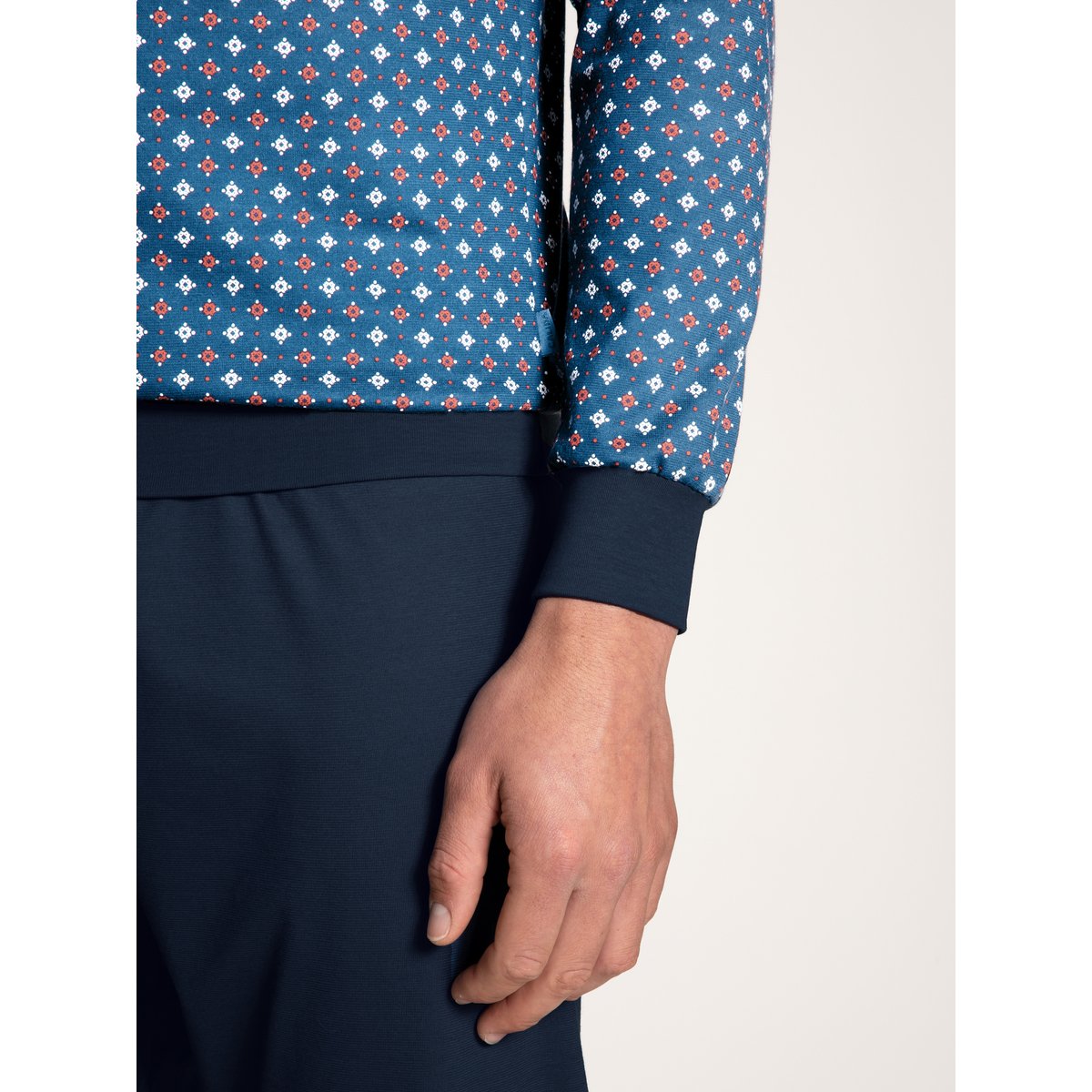 Pyjama avec bords élastiques manches longues Coton NIGHTWEAR XTRA saragossa blue, CALIDA